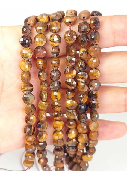 Kaplan Gözü Taşı Yassı Faset Kesim Yarım Dizi 6X4MM (18CM Uzunluğundadır) fiyatları