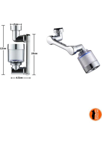 Filtreli 1080 Derece Dönebilen Krom Kaplama Musluk Ucu