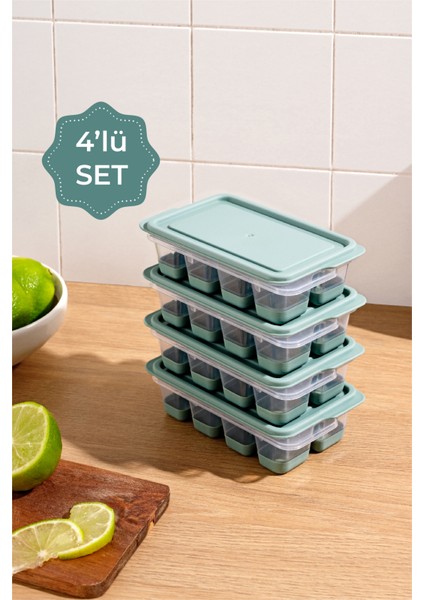 4lü Silikon Buz Kalıbı 8 Bölmeli Mint