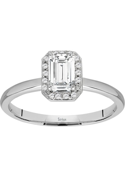 Pırlanta ve Emerald Kesim Beyaz Safir Tektaş Yüzük 0431R0031 fiyatları