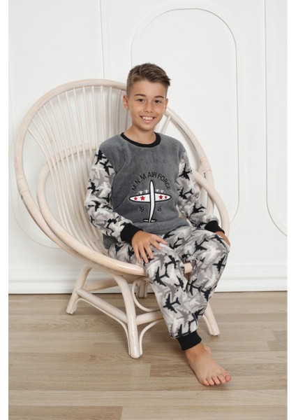 Erkek Çocuk Desenli Kışlık Welsoft Polar Pijama Takımı 15D-1827 fiyatları