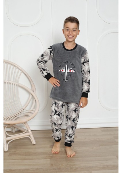 Erkek Çocuk Desenli Kışlık Welsoft Polar Pijama Takımı 15D-1827 modelleri