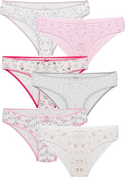 Kadın Çiçek Desenli Rahat ve Esnek Likralı Penye Külot 6'lı Paket fiyatları