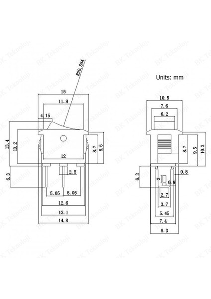 2 Pin Mini Rocker On/off Işıksız Power Anahtar