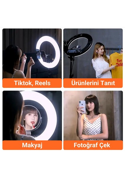 10 Inç 140 cm Tripodlu Ring Light 5500K Led Işıklı Tripod Selfie Makyaj Işığı AS-SF200