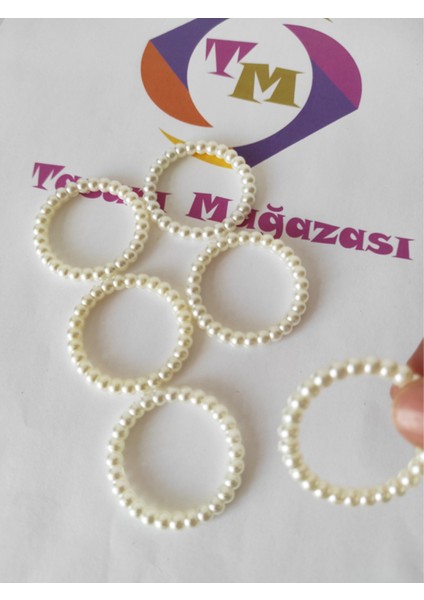 12 Adet Incili Peçete Yüzüğü Halkası Krem - Halka 4 cm fiyatları