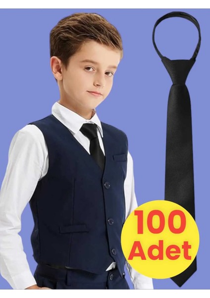 Unisex 5 - 10 Yaş Çocuk Lastikli Kravat 100 Adet