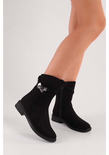 Kadın Mayslie Siyah Süet Tokalı Düz Topuklu Bot fiyatları