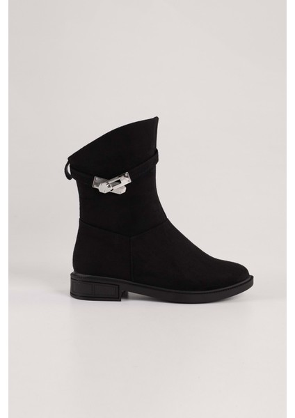 Kadın Mayslie Siyah Süet Tokalı Düz Topuklu Bot fırsatları
