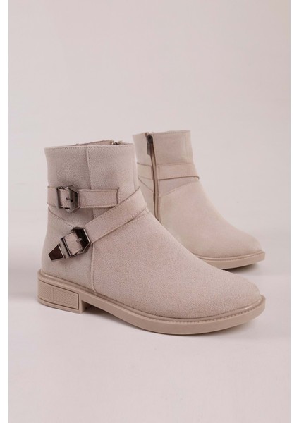 Kadın Sukie Bej Süet Tokalı Düz Topuklu Bot fırsatları