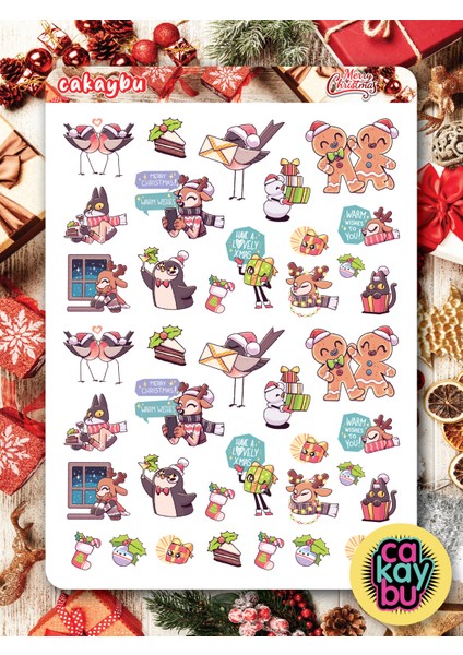 Christmas Sticker Set A4 Boyutunda 1 Sayfa