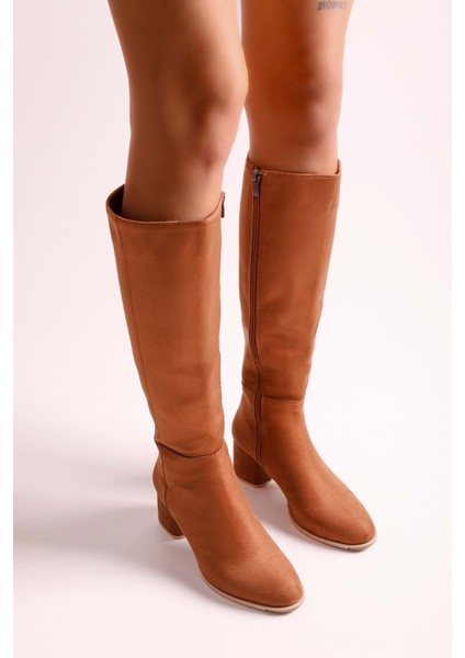 Kadın Kiella Taba Süet Topuklu Çizme modelleri
