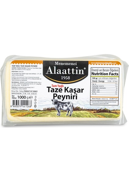 Tam Yağlı Kaşar Peyniri 1000 Gram