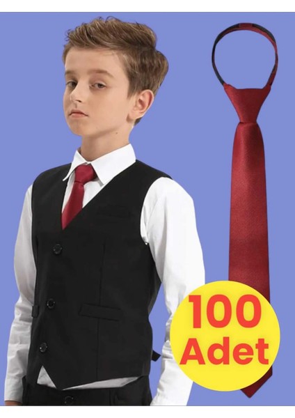 Unisex 5 - 10 Yaş Çocuk Lastikli Kravat 100 Adet