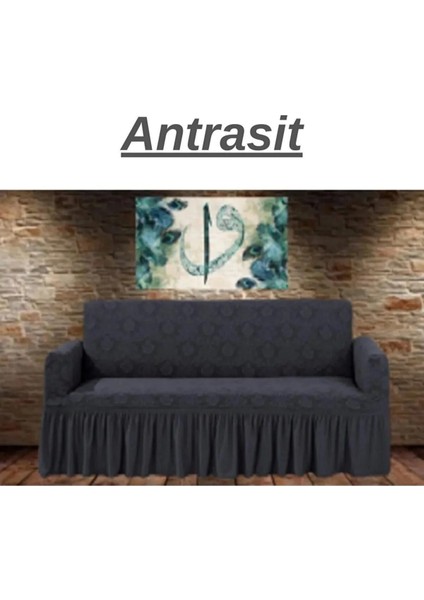 Jakarlı 3'lü Koltuk, Kanepe, Çekyat Örtüsü Yıkanabilir Likralı Esnekl Koltuk Örtüsü