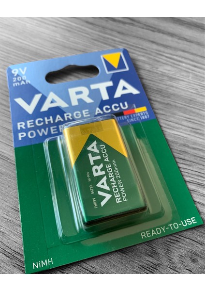 Ata Elektronik VARTA 9V 200MAH Şarjlı 9 Volt Kare Pil Tekli Blister 1 Adet Kare 9 Volt Şarz Edilir Pil