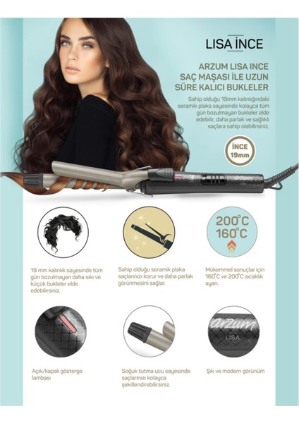 19 mm Seramik Kaplama Saç Maşası 200°C – Hızlı Isınan, Düz ve İnce Saçlar İçin Kalıcı ve Doğal Bukleler fiyatları