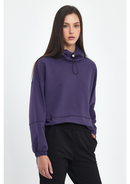 Kadın Norah Mor Yakası Detaylı Regular Fit Sweatshirt fırsatları