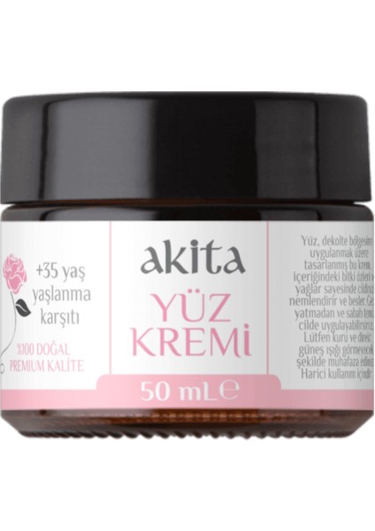 % 100 Doğal Anti-Aging Yüz Kremi 35+ Yaş Isparta Gülü 50mL