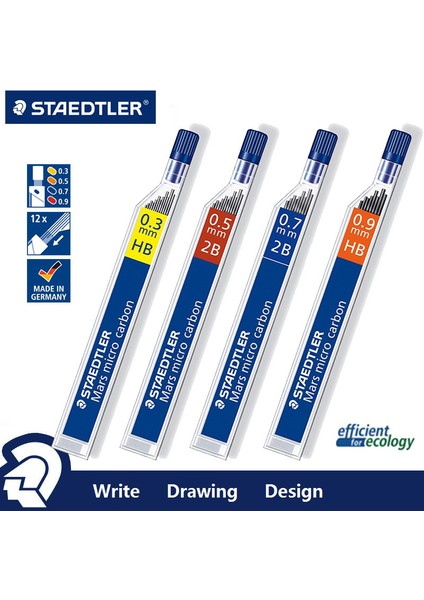 1.3mm Hb Staedtler 250 0.3/0.5/0.7/0.9/1.3/2.0mm Otomatik Mekanik Kalem Kurşun Kalem Yedekler 4 Adet/grup (Yurt Dışından)