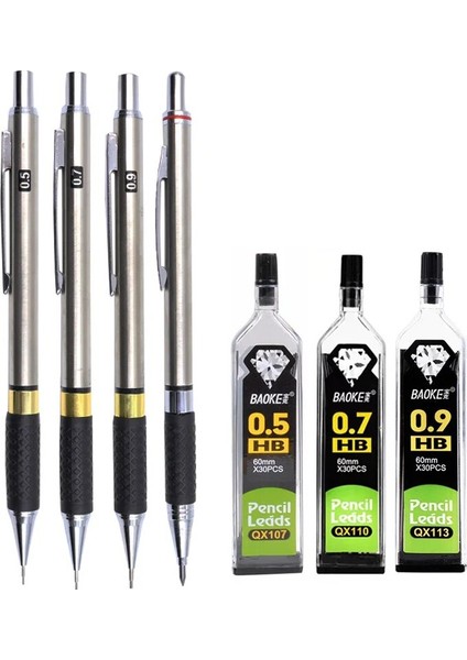 5 Kutu 0.9 2h Kurşun 0.5 0.7 0.9 1.3 2.0 Mmmetal Mekanik Kurşun Kalem Seti Sanat Kalemleri Hb 2b 2h Kurşun Çizim Mekanik Kurşun Kalemler Yazma, Eskiz Için (Yurt Dışından)