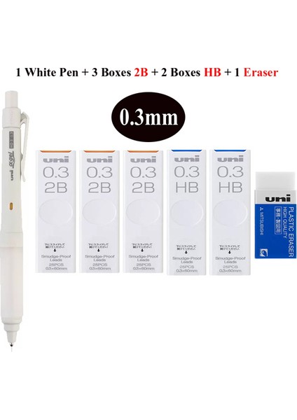 0.3mm Beyaz Set A Uni Alpha-Gel Anahtarı Mekanik Kurşun Kalem, Tutma Kuru Toga Otomatik 0.3 0.5 mm Yumuşak Rahat Kavrama M5-1009GG Sınırlı Üretim (Yurt Dışından)