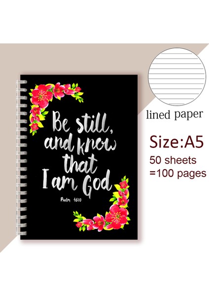 14 A5 Mezmur 46 10 Ayet - Sakin Olun ve Tanrı Olduğumu Bilin - Spiral Defter Hıristiyan Alıntısı Incil Not Defteri Bilgelik Titreşimi Inanç Sözleri (Yurt Dışından)