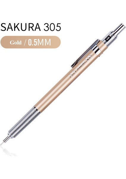 0.5mm Altın Metal Kabuk Yazma Otomatik Mekanik Kurşun Kalem 0.3/0.5mm Grafit Çizim Ofis Malzemeleri Sanat Kırtasiye XS-303/305 Sakura (Yurt Dışından)