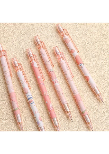 Rastgele Pembe Şeftali Mekanik Kurşun Kalem Öğrencileri Sevimli Kırtasiye Sanat Çizim Boyama Otomatik Kalem Çocuk Okul Yazma Malzemeleri (Yurt Dışından)