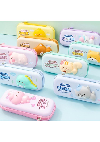 03 Kawaii Anime Karikatür Tembel Hayvanlar Squishy Büyük Kapasiteli Kalem Kutusu Sevimli Kore Kırtasiye Organizatör Kılıfı Okul Hediye (Yurt Dışından)