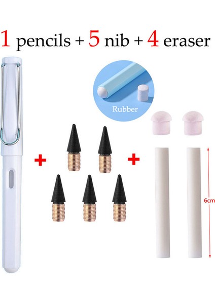 Beyaz 10 Adet Set Yeni 10 Adet/takım Ebedi Kalem Silgi Teknolojisi Çocuklar Için Sınırsız Yazma Hediyeler Sanat Kroki Boyama Tasarım Aracı Okul Malzemeleri (Yurt Dışından)