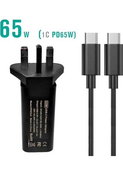 Siyah-Ingıltere 45W 65W 20V 3.25A USB Tip C Pd Şarj Cihazı USB C Güç Dizüstü Bilgisayar Adaptörü Macbook Pro 12 13 Için Huawei Matebook Hp Dell Xps Dizüstü Bilgisayarlar (Yurt Dışından)