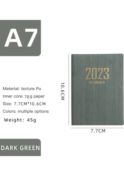 Siyahımsı Yeşil A7 2023 A7 Mini Dizüstü 365 Gün Taşınabilir Cep Not Defteri Günlük Haftalık Gündem Planlayıcısı Defterler Kırtasiye Ofis Okul Malzemeleri (Yurt Dışından)