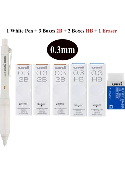 0.3mm Beyaz Set Yeni Bir Uni Alpha-Gel Anahtarlı Mekanik Kurşun Kalem, Tutma Kuru Toga Otomatik 0.3 0.5 mm Yumuşak Rahat Tutuş M5-1009GG Sınırlı Üretim (Yurt Dışından)