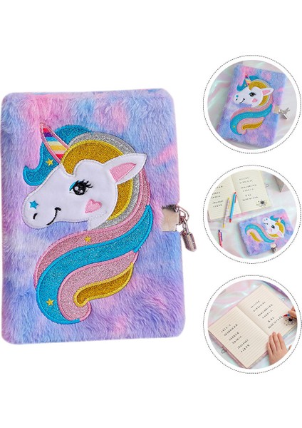 Çeşitli Renk Dizüstü Kilit Öğrenci Günlüğü Peluş Sevimli Süt Güzel Kız Defterler Unicorn Kapak Karikatür Not Defteri Malzemeleri Çocuk Kız (Yurt Dışından) modelleri
