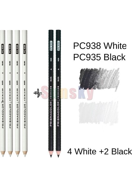 PC938 4pc PC935 2 Prismacolor Premier Renkli Kalemler, Yumuşak Çekirdekli 4.0mm, Beyaz Siyah PC935 PC938 Tek Cilt 24 36 48 72 150 Renkli Kalemler (Yurt Dışından) indirimleri