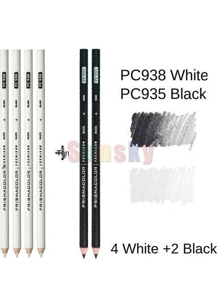 916 4 Adet Prismacolor Premier Renkli Kalemler, Yumuşak Çekirdekli 4.0mm, Beyaz Siyah PC935 PC938 Cilt Tek 24 36 48 72 150 Renkli Kalemler (Yurt Dışından)