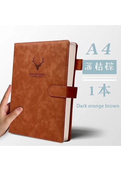 Koyu Turuncu Kahverengi A4 A4 Defter Ultra Kalın Kalınlaşmış Not Defteri Iş Yumuşak Deri Çalışma Toplantı Kayıt Defteri Ofis Günlüğü Eskiz Defteri Öğrenciler Sevimli (Yurt Dışından)