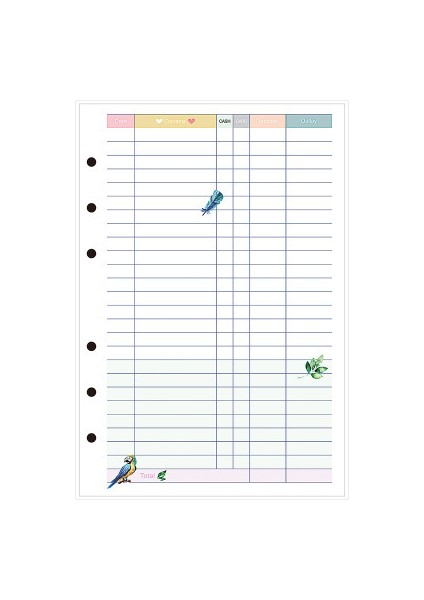Finansal A5 45 Yaprak Kawaii A5 A6 A7 Gevşek Yaprak Defter Kağıdı Dolum Spiral Ciltleyici Dizin Iç Sayfalar Aylık Haftalık Günlük Planlayıcı Gündem (Yurt Dışından)