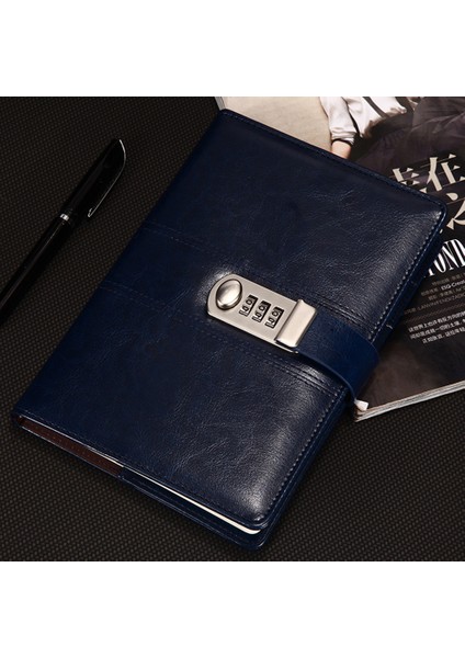 I 9 Çeşit Deri Şifreli Defter Kilitli Büyük Boy 21.8CMX17.8CM Yazma Pedleri Kilitlenebilir Not Defteri Günlüğü Hediye Kalemli (Yurt Dışından)