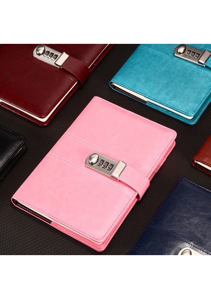 I 9 Çeşit Deri Şifreli Defter Kilitli Büyük Boy 21.8CMX17.8CM Yazma Pedleri Kilitlenebilir Not Defteri Günlüğü Hediye Kalemli (Yurt Dışından)