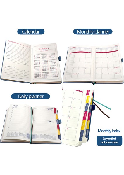 Gök Mavisi A5 2023 Planlayıcısı Dizüstü Gündem Haftalık Aylık Günlük Sekmeler ile Okul Ofis Malzemeleri Kawaii Kırtasiye Hedef Alışkanlık Programı (Yurt Dışından) indirimleri