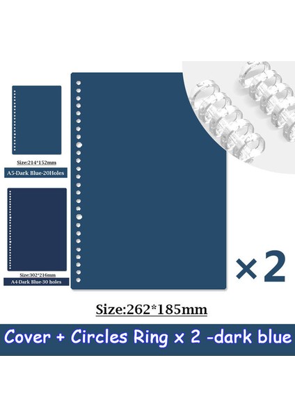 Darkblue Seti (4 Adet) A5 4 Sayfa A4 A5 B5 Gevşek Yaprak Kitap Kapağı Pp Renkli Bağlayıcı Spiral Halka Şeffaf Plastik Kırtasiye Ofis Okul Malzemeleri (Yurt Dışından)