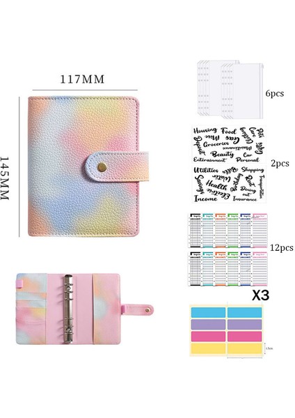 6 Saklama Torbaları A7 A7 Fantastik Inci Pu Deri Bağlayıcı Defter Gündem Planlayıcısı Nakit Sistemi Seti Para Bütçe Tasarrufu Fatura Organizatör Bağlayıcı (Yurt Dışından)