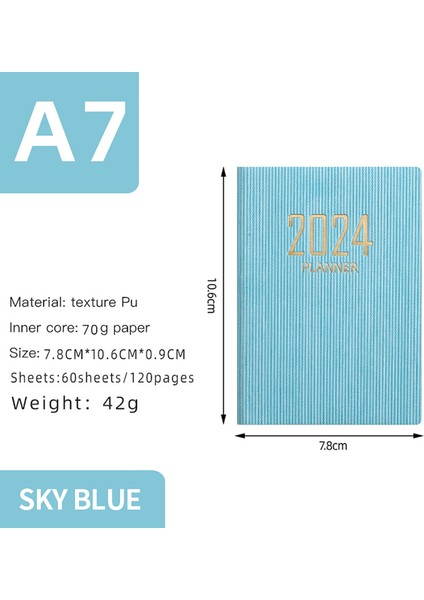 Skyblue A7 2024 A7 Mini Cep Defter 365 Gün Not Defteri Günlüğü Dizüstü Gün Hafta Ay Planlayıcısı Ofis Okul Kırtasiye (Yurt Dışından)