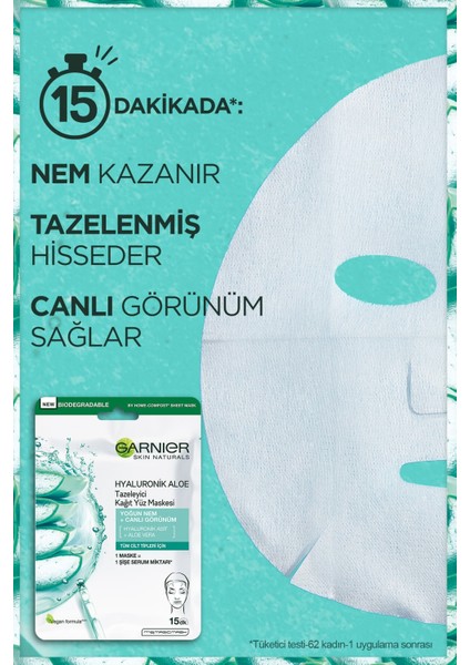 Kağıt Yüz Maskesi Tazeleyici Hyaluronik Aloe 28 gr x 3 Adet modelleri