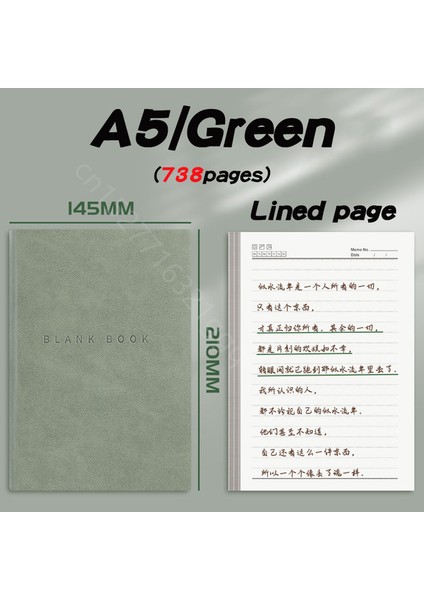 Yeşil Çizgili Süper Kalın Dizüstü A5 Sevimli Bloknotlar Renkler Yaratıcılık Kırtasiye 760 Sayfa Boş Pu Kapak Kırtasiye Okul Ofis Malzemeleri (Yurt Dışından)