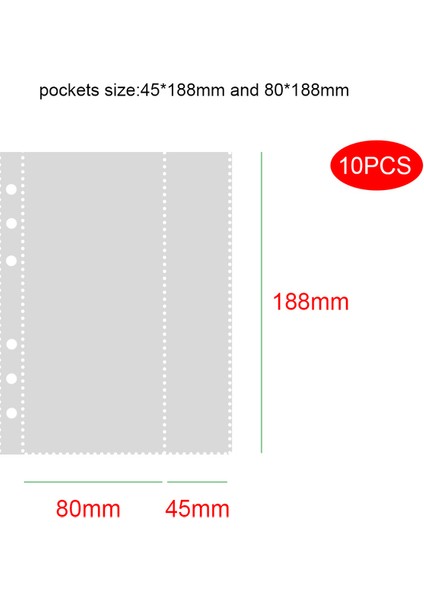 2 Cepli Uzun A5 10 Parça A5 6 Halkalı Şeffaf Ciltleyici Dolum 1 2 4 Cepler Kollu Üstten Yükleyici Fotocardlar Defter Günlüğü Fotoğraf Albümü Çizim Not Defteri (Yurt Dışından)