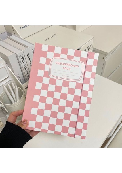 Pembe A5 Ins Kore Versiyonu Tatlı Serin Dama Tahtası Sevimli A5 Gevşek Yaprak Albümü Fotoğraflı Bağlayıcı Toplama Kitap Idol Fotoğraf Kartları Albümü (Yurt Dışından)