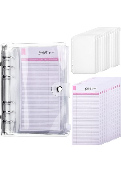 6 Adet A6 A5 A6 Şeffaf Bağlayıcı Bütçe Planlayıcı Organizatör 6 Halkalı Klasör Kapağı 6 Adet Bağlayıcı Cepleri ve 12 Adet Gider Bütçesi Sayfaları (Yurt Dışından)